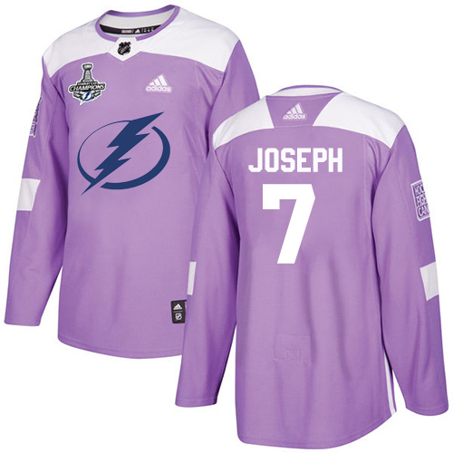 Men Adidas Tampa Bay Lightning #7 Mathieu Joseph Purple Authentic Fights Cancer 2020 Stanley Cup Champions Stitched NHL Jersey->tampa bay lightning->NHL Jersey